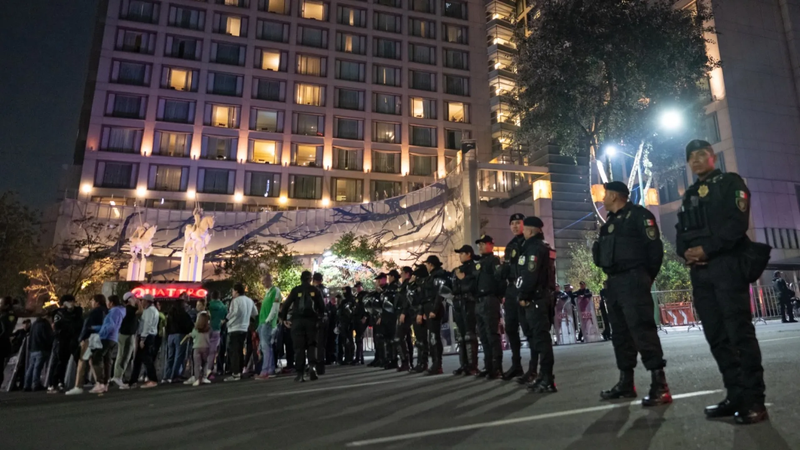 Mexican Supporter Crowded Outside the hotel England team stayed before match